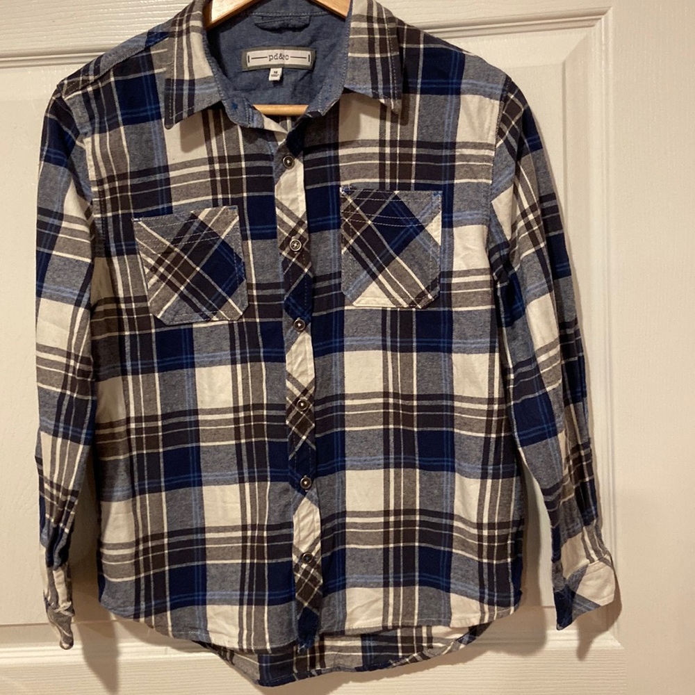 Pd&c boys plaid flannel shirt. Size 14